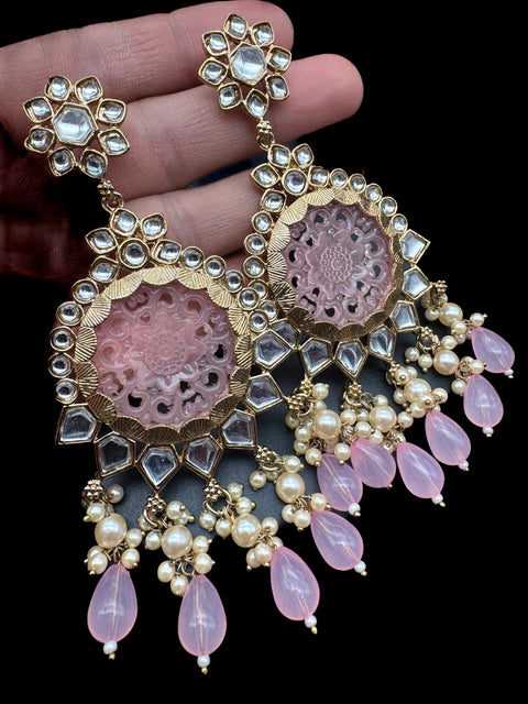 Kundan with beautiful pearls heavy look Earrings with lite weight