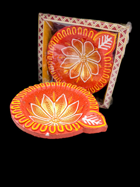 Bigger size one diya colourful Natural Clay Traditional (Diwali Ke Diye) price per pack (slight variation in colors and design is possible )