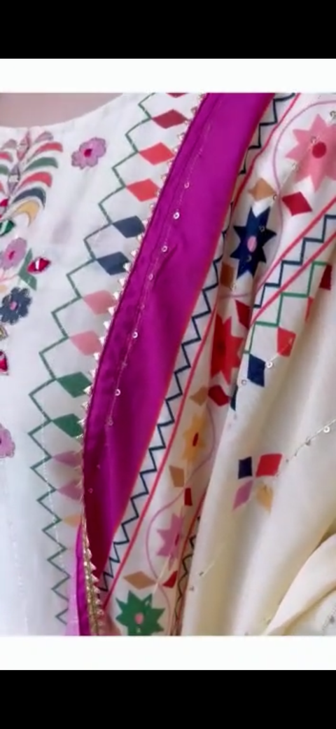 Pure Rayon based Multicoloured Embroidery with Mirror & Print work all over Designer Kurti with Plazo pent & rayon Dupatta