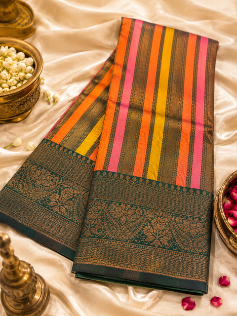 Soft Silk Saree with contrast beautiful pallu , border and blouse (blouse piece attached to Saree ) slight variation in color and design is possible)