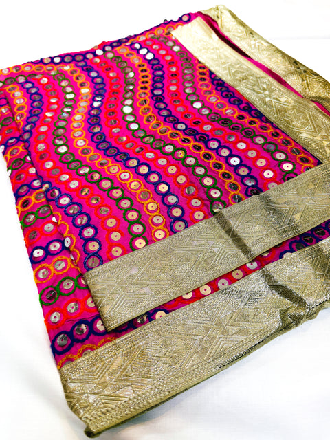 Silk Based Embroidery Work with big sequined work Rumala Sahib Double Set With Palkan