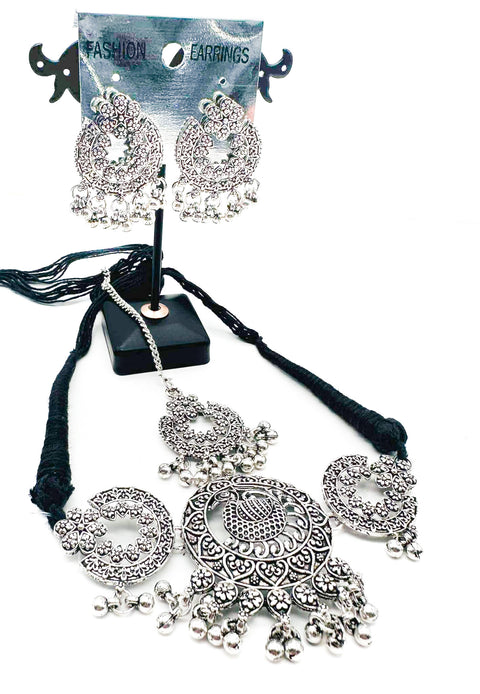 Beautiful Oxidised Necklace with Earrings  & tikka