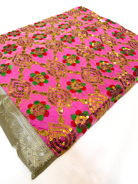 Silk Based heavy Embroidery Work with sequined design work Rumala Sahib Double Set With Palkan