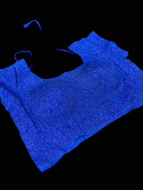 Bright Royal Blue Shimmery stretchy fabric beautiful Blouse