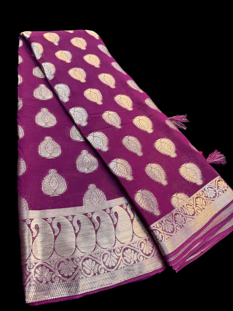 Pure chiffon based Beautiful zari work Banarasi look Saree