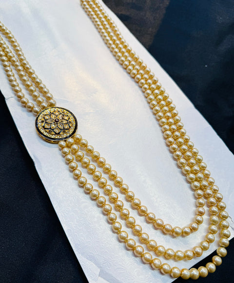 Kundan stones and Pearls beautiful mala for groom sherwani