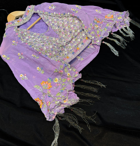 Designer Handwork heavy blouse with jacket (seperate) & chiffon lehnga