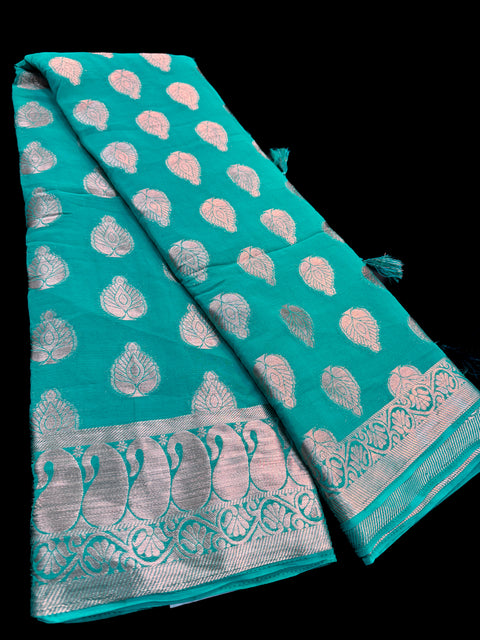 Pure chiffon based Beautiful zari work Banarasi look Saree