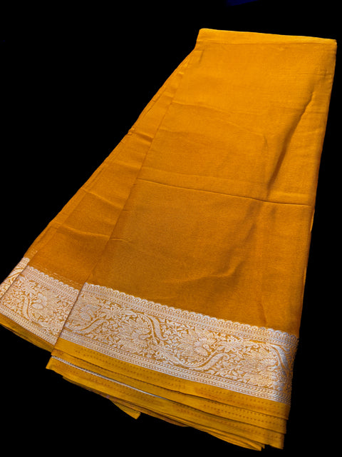 Very very soft pure chiffon georgette Beautiful zari border plain Saree