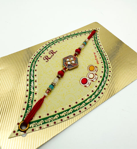 Beautiful Stone Work Rakhi On Greeting Card
