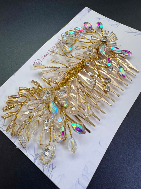 Beautiful crystal & Pearl Work Hair comb(perfect for any hairstyle Curls or hair bun)