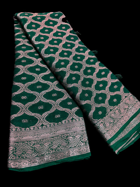 Pure chiffon based Beautiful zari work Banarasi look Saree