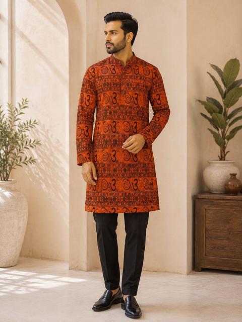 Pure cotton based Men’s Printed kurti (sizes mentioned in inches ,not according to the label on Kurti)size 46 kurti- Length 40 inches and size 48 -length 42 inches ) Kurti only. Pants not included.