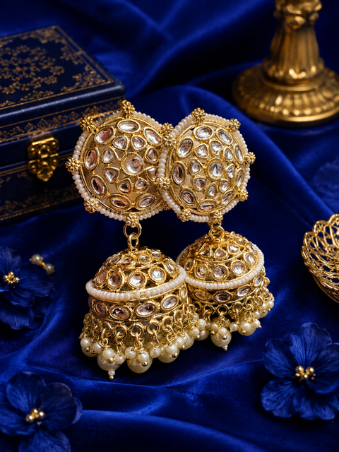 Bigger size and lite weight Beautiful pearls with kundan work jhumka