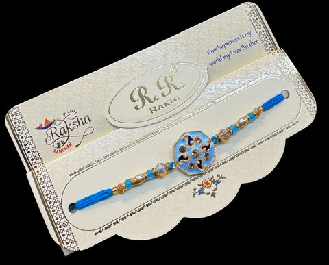 Beautiful Stone Work Rakhi in nice pack gift card