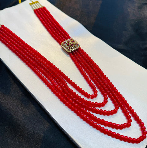 Polki stones and Pearls beautiful mala for groom sherwani
