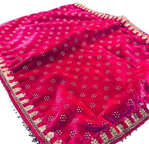 Hot Pink colour velvet based golden print work  Dulha Sherwani shawl
