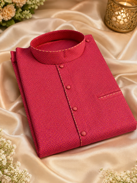 Pink colour cotton silk design designer kurta with pajama pents (slight variation in color and design is possible )
