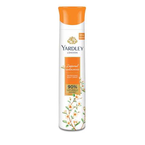 Yardley London Imperial Sandalwood Refreshing Body Spray| Perfumed Body Deodorant Spray| Deodorant For Women| 90% Naturally Derived| 150ml