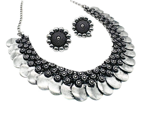Beautiful Oxidised Necklace with Earrings