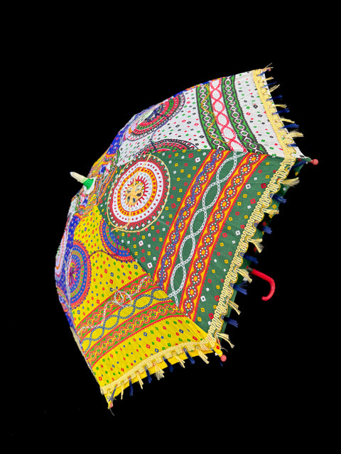 Bandhani multicoloured print  work embroidered design umbrella for wedding  /Haldi /Mehndi decor