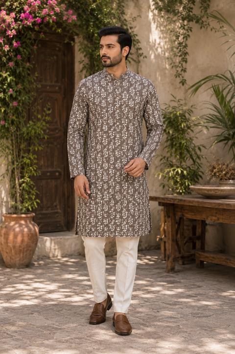 Pure Cotton Based Men’s Printed Kurti (Sizes Mentioned In Inches ,Not According To The Label On Kurti) Size 44 Kurti- Length 40 Inches And Size 46-Length 42 Inches ) Kurti only. Pants not included.