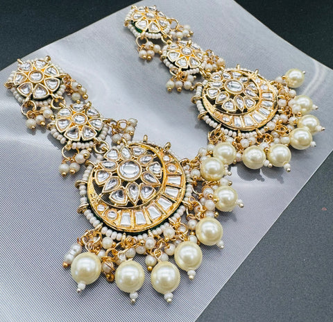 Kundan stone with pearls work beautiful earrings