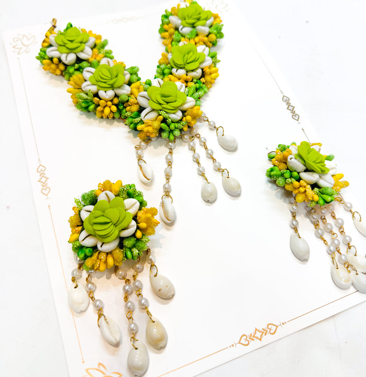 Sea Shells design Beautiful Floral jewellery for Haldi/Mehndi (Necklac ...