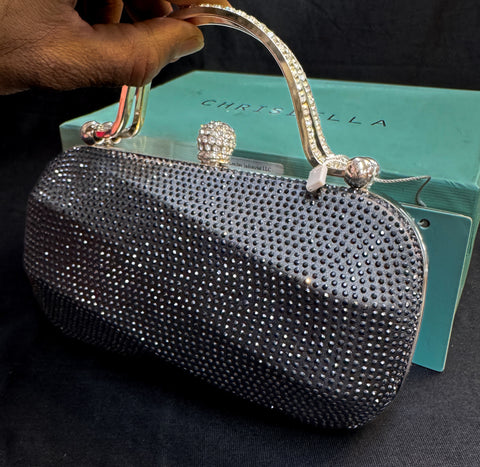 Crystals Handwork designer hand bag with handle to carry with chain inside the clutch (can be attached or detached)