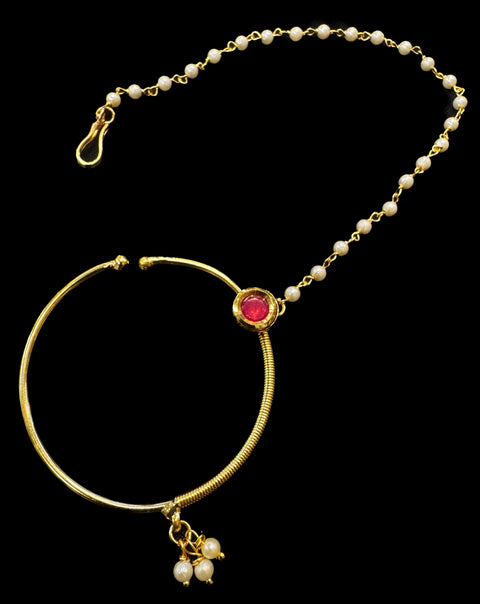 Large size Original Kundan stone Beautiful Bride Nath (non piercing)