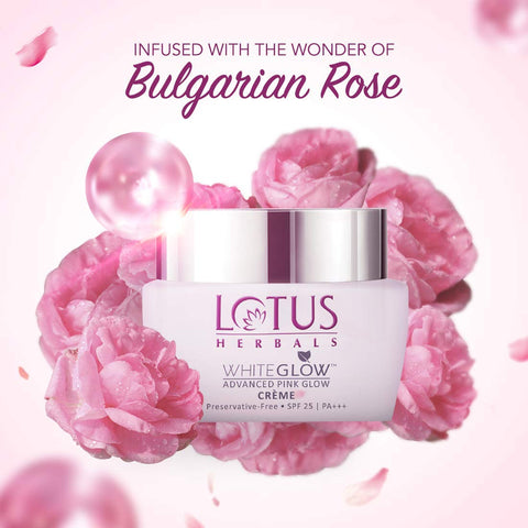 Lotus Herbals Whiteglow Advanced Pink Glow Brightening Cream | SPF 25 | PA+++ | For Dark Spots | Anti-Pollution | For All Skin Types | Preservative Free | 50g