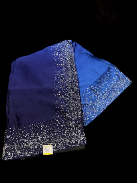 Beautiful swarovski Stones work design beautiful Georgette Silk Saree