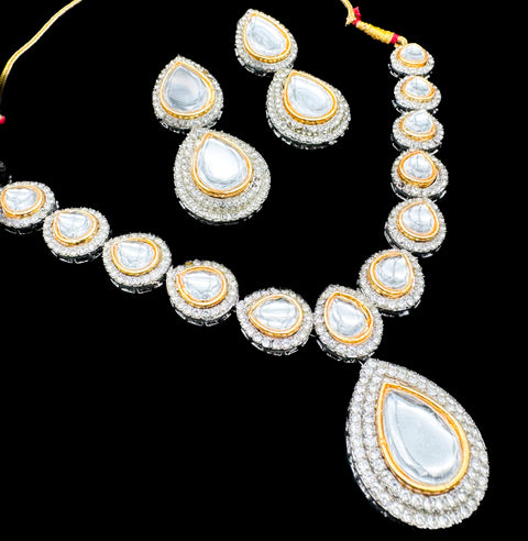 Kundan with Jerkan stone beautiful necklace with Earrings set