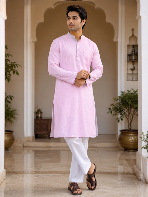 Cotton kurta with pajama pants (slight variation in color and design is possible )