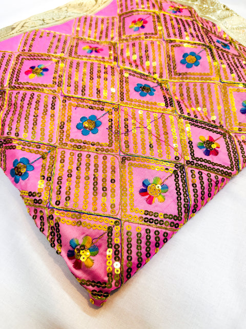 Silk Based heavy Embroidery Work with sequined design work Rumala Sahib Double Set With Palkan