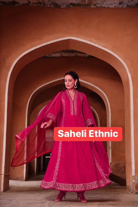 Pure & Soft Rayon Based Designer Embroidered & Mirror Work Chikankari Kurti With Plazo Pants & Dupatta(Video Clip Attached)