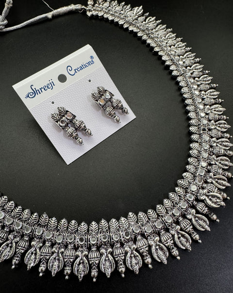 Beautiful work oxidised necklace with earrings