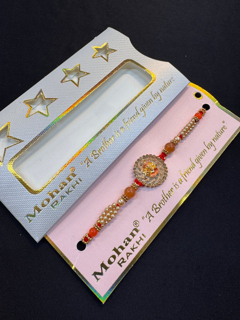 Beautiful Stone Work Rakhi in nice pack gift card