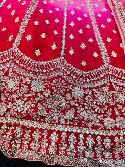 Ombré shades Chinnon Based Embroidery With sequins Work  heavy flared gown/kameez And Netting Based Sequined Work Dupatta