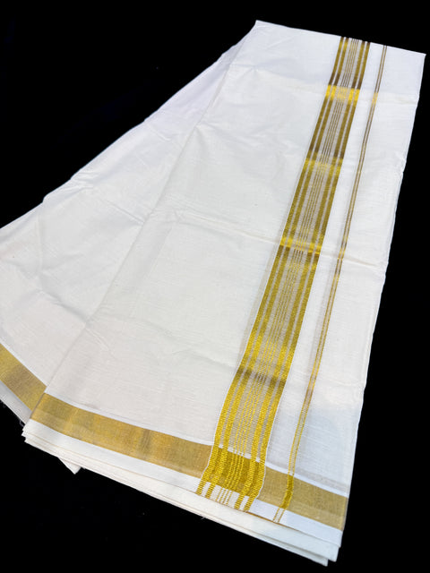 Woven Cotton Kerala Mundu / Dhoti in Off White ( 4 mtrs )