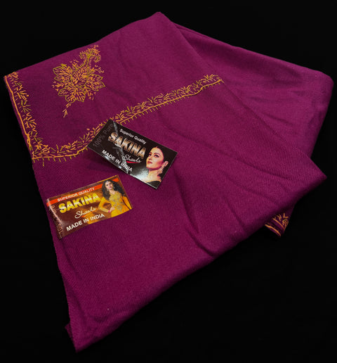 Purple color Women's Plain Pure woolen Kashmiri Shawl