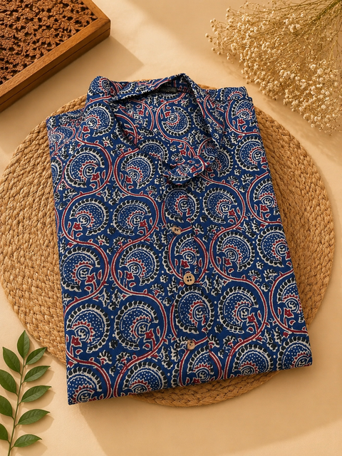Pure cotton based Men’s Printed kurti (sizes mentioned in inches ,not according to the label on Kurti)size 46 kurti- Length 40 inches and size 48 -length 42 inches )