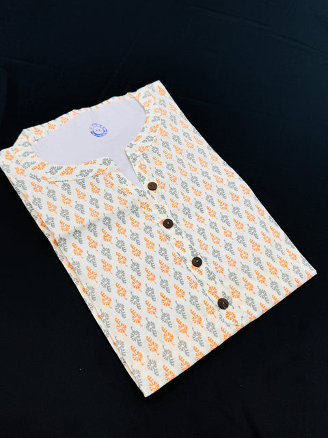 Pure Cotton based Printed short Kurti for girls /Ladies (Size 38 - length 28 inches, Size 42 ,46, 48 length -31 inches)sleeves 17 inch