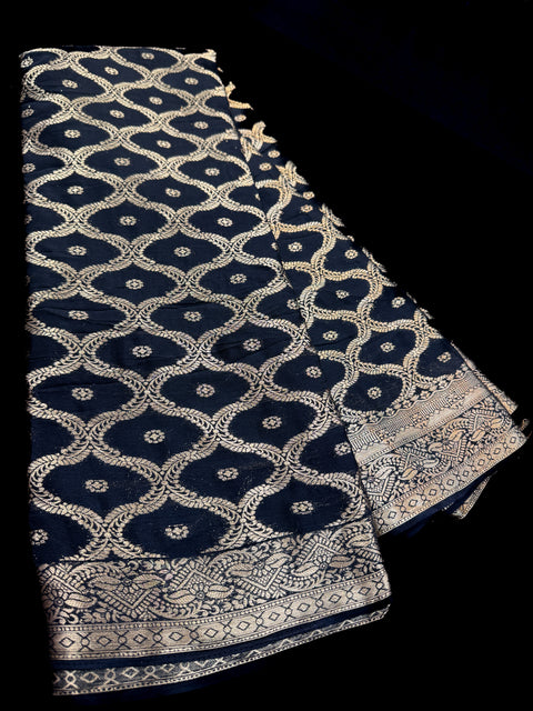 Pure chiffon based Beautiful zari work Banarasi look Saree