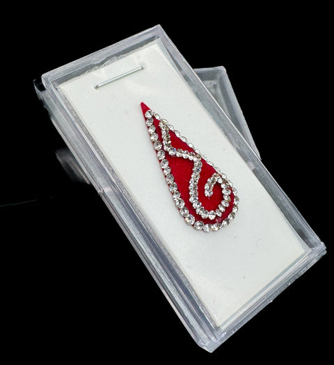 Silver stone Maroon color bridal bindi (long length)