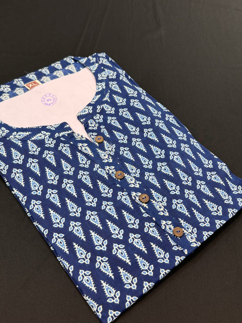 Pure Cotton based Printed short Kurti for girls /Ladies (Size 38 - length 28 inches, Size 42 ,46, 48 length -31 inches)sleeves 17 inch
