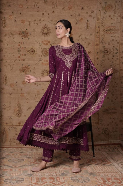 Pure & Soft Rayon Based Designer Embroidered & Mirror work Kurti With Plazo Pants & Dupatta