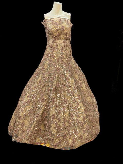 (Video clip attached)Netting Based Beautiful sequined Work Designer Party Gown