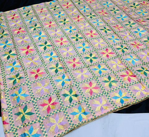 Pure chiffon based very Heavy work Phulkari dupatta all over stone work