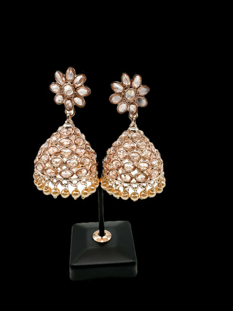 Original Polki stone with pearls hanging Jhumka